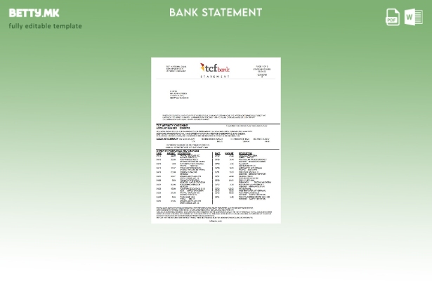 Модерен стил шаблон за збор за извод од банка TCF банка на САД